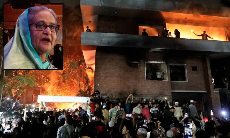 Protesters Burn Sheikh Hasina Wajids House in Bangladesh