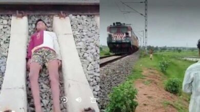 Dangerous Stunt Young Boy Lies on Railway Track Train Passes Over Video Goes Viral