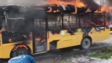 Telangana School Bus Catches Fire in Sangareddy
